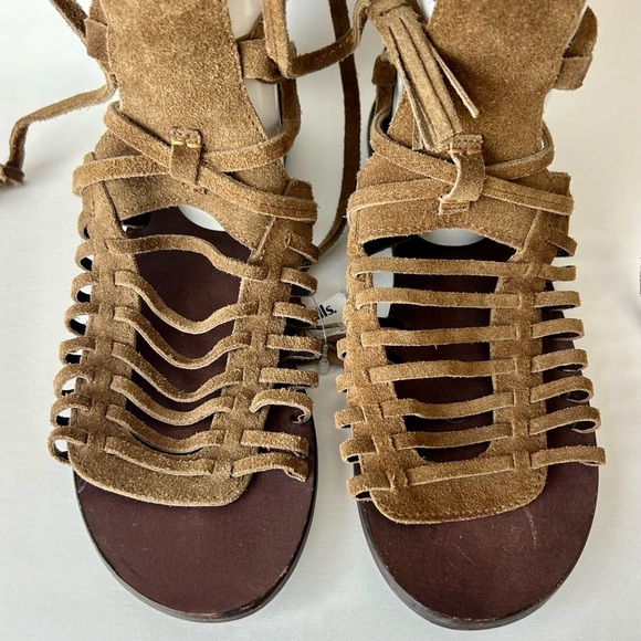Free People Sun Seeker Tall Gladiator Sandal Brown Suede Lace-Up Size 39 NWT - Picture 10 of 13